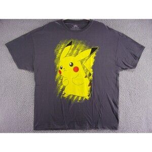 Pokemon Pikachu Shirt Mens 2XL Gray Power Stance Bolt Field Nintendo Gamer XXL